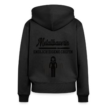 Metallbauerin Chefin werden Selbstständig machen - Frauen Premium Bio Zip Hoodie - Schwarz - Hinten - Julia (174cm)