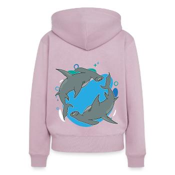 Meerestier Ozean Tier Hai Geschenk Hammerhai - Frauen Premium Bio Zip Hoodie - Altrosa - Hinten - Julia (174cm)