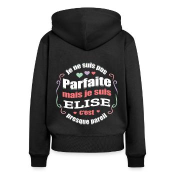 ELISE PARFAITE - PRENOM ELISE - Sweat à capuche zippé Premium bio Femme - noir - Dos - Julia (174cm)