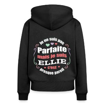 ELLIE PARFAITE - PRENOM ELLIE - Sweat à capuche zippé Premium bio Femme - noir - Dos - Julia (174cm)