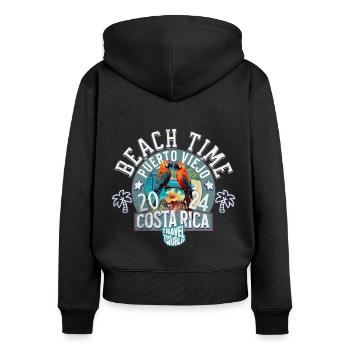 Beach time Costa Rica - Women's Premium Organic Zip Hoodie - black - Back - Julia (174cm)