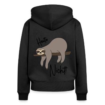 Faultier - Heute nicht - Frauen Premium Bio Zip Hoodie - Schwarz - Hinten - Julia (174cm)