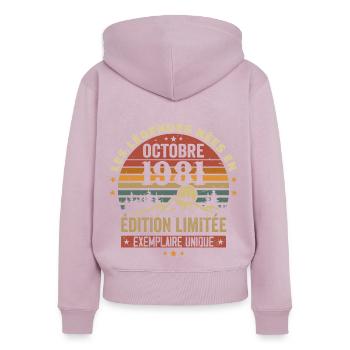 Geboren im Oktober 1981 | Genial seit Oktober 1981 - Frauen Premium Bio Zip Hoodie - Altrosa - Hinten - Julia (174cm)