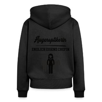 Augenoptikerin Chefin Selbstständigkeit Optikerin - Frauen Premium Bio Zip Hoodie - Schwarz - Hinten - Julia (174cm)