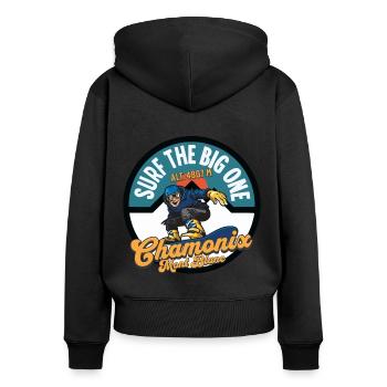 Surf the big one Chamonix Mont Blanc - Sweat à capuche zippé Premium bio Femme - noir - Dos - Julia (174cm)