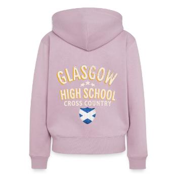 Glasgow High school cross country - Sweat à capuche zippé Premium bio Femme - rose poudré - Dos - Julia (174cm)