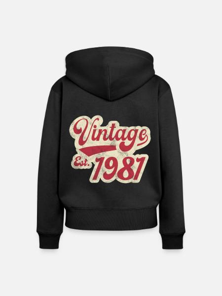 Jahrgang Est 1981 - Frauen Premium Bio Zip Hoodie - Schwarz