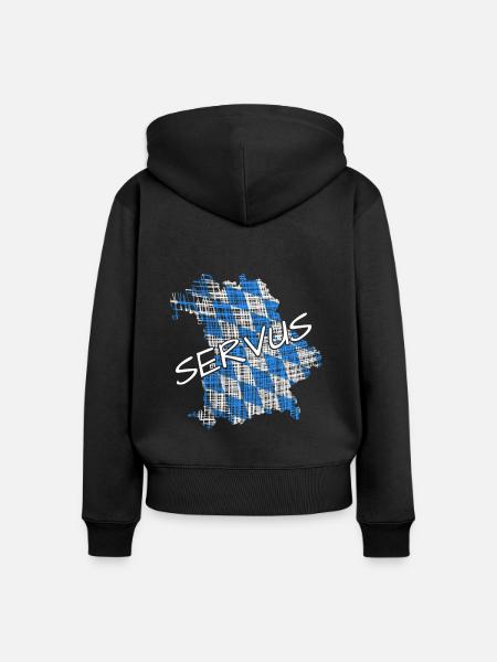 Servus Bayern - Frauen Premium Bio Zip Hoodie - Schwarz