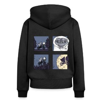 E.T. The Extra-Terrestrial Bicycle Film Scene - Women's Premium Organic Zip Hoodie - black - Back - Julia (174cm)