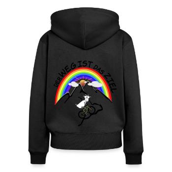 MTB Bergziege - Frauen Premium Bio Zip Hoodie - Schwarz - Hinten - Julia (174cm)