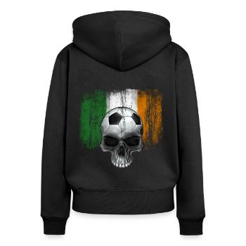 Irland Fußballfan - Frauen Premium Bio Zip Hoodie - Schwarz - Hinten - Julia (174cm)
