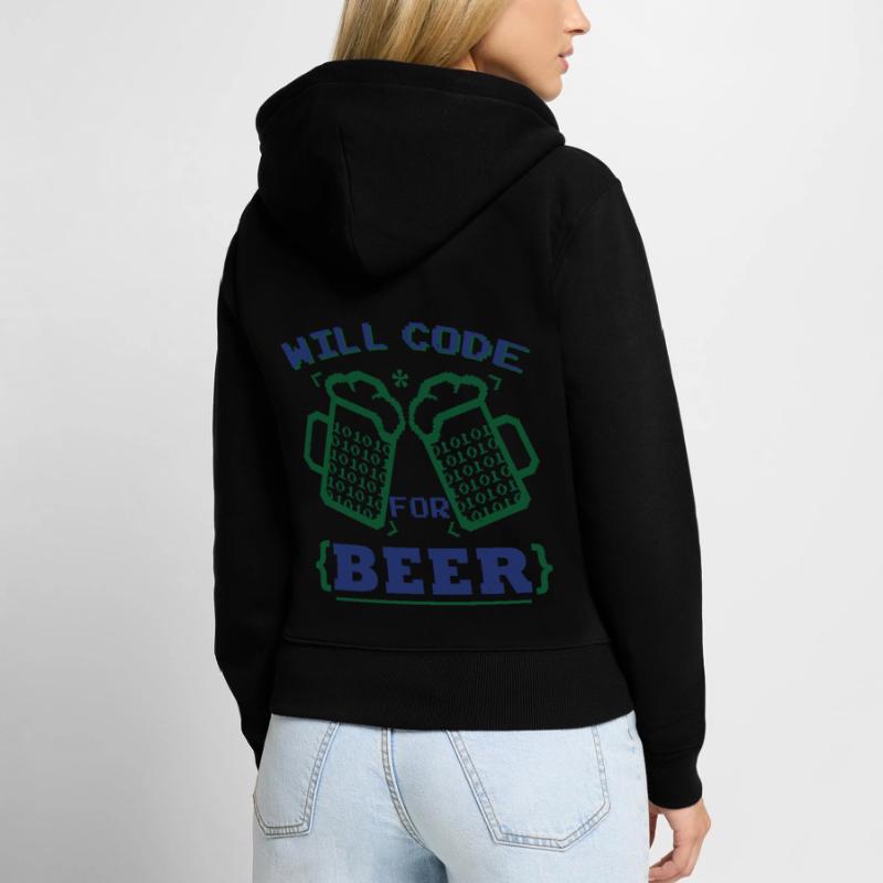 Funny Beer Coding Coder Women's Premium Organic Zip Hoodie