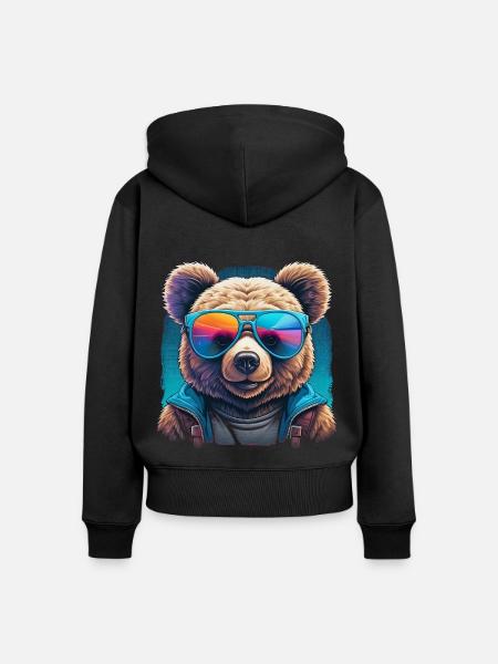 Cooler Teddy - Frauen Premium Bio Zip Hoodie - Schwarz