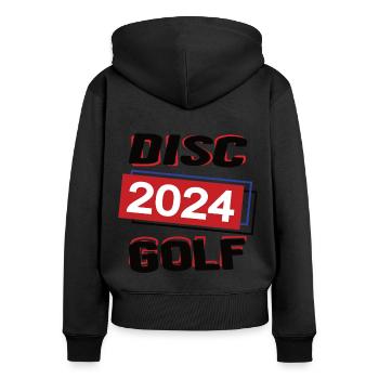 Discgolf Spielerin Team Turnier Frisbeegolf 2024 - Frauen Premium Bio Zip Hoodie - Schwarz - Hinten - Julia (174cm)