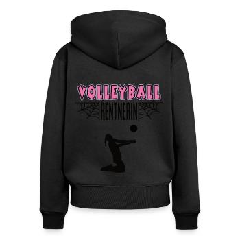 Volleyball Rentnerin Volleyballerin Rente Hobby - Frauen Premium Bio Zip Hoodie - Schwarz - Hinten - Julia (174cm)