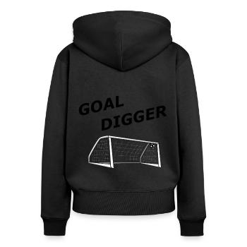 Goal Digger - Frauen Premium Bio Zip Hoodie - Schwarz - Hinten - Julia (174cm)