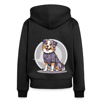 Australischer Schäferhund mit Blumenmotiv - Frauen Premium Bio Zip Hoodie - Schwarz - Hinten - Julia (174cm)