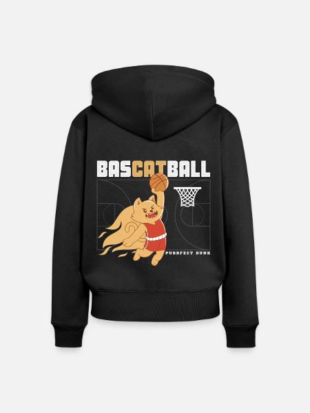 BasCatball Purrfect Dunk - Frauen Premium Bio Zip Hoodie - Schwarz