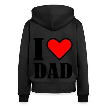 I love dad - Sweat à capuche zippé Premium bio Femme - noir - Dos - Julia (174cm)