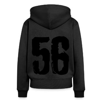 Maillot numéro 56 - Sweat à capuche zippé Premium bio Femme - noir - Dos - Julia (174cm)
