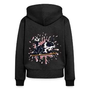 border agility rose - Sweat à capuche zippé Premium bio Femme - noir - Dos - Julia (174cm)
