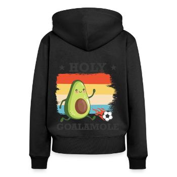 Fußballspieler Avocado - Frauen Premium Bio Zip Hoodie - Schwarz - Hinten - Julia (174cm)