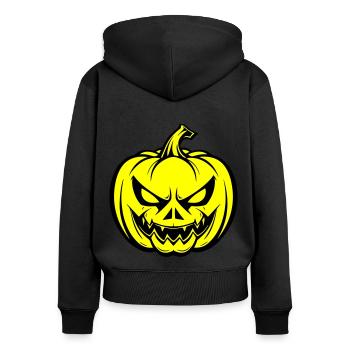 Halloween Pumpkin Face Creepy - Women's Premium Organic Zip Hoodie - black - Back - Julia (174cm)