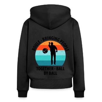 Boule Petanque Boccia Boules - Frauen Premium Bio Zip Hoodie - Schwarz - Hinten - Julia (174cm)