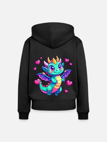 Farbenfroher Drache - Frauen Premium Bio Zip Hoodie - Schwarz