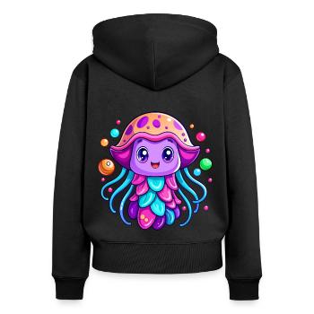 Méduse mignonne - Sweat à capuche zippé Premium bio Femme - noir - Dos - Julia (174cm)