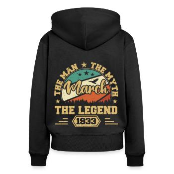 März 1933 Jubiläum 1933 Legenden März - Frauen Premium Bio Zip Hoodie - Schwarz - Hinten - Julia (174cm)