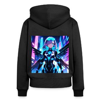 Cyber Engel Mädchen waifu - Frauen Premium Bio Zip Hoodie - Schwarz - Hinten - Julia (174cm)