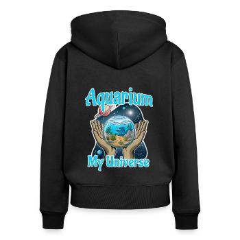 Aquarium - Mein Universum, Aquascaper & Aquascaper - Frauen Premium Bio Zip Hoodie - Schwarz - Hinten - Julia (174cm)