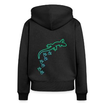 Lézard coloré Gecko Traces de pas Cadeau - Sweat à capuche zippé Premium bio Femme - noir - Dos - Julia (174cm)