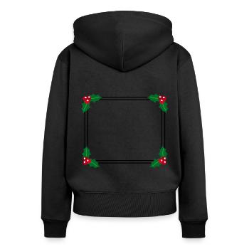 Cadre hivernal avec décor de pale de piqûres - Sweat à capuche zippé Premium bio Femme - noir - Dos - Julia (174cm)