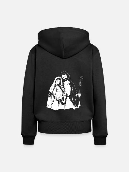 Heilige Familie - Frauen Premium Bio Zip Hoodie - Schwarz