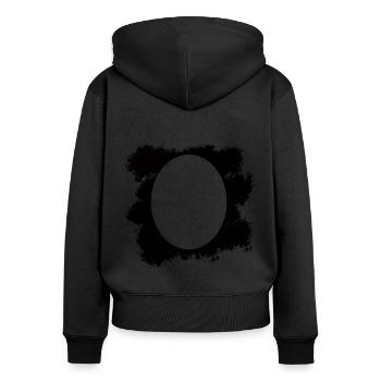 Fond de tache de couleur noire ovale - Sweat à capuche zippé Premium bio Femme - noir - Dos - Julia (174cm)
