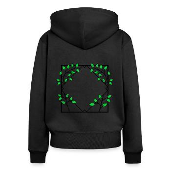 Quadratischer Rahmen mit Ästen Deko - Frauen Premium Bio Zip Hoodie - Schwarz - Hinten - Julia (174cm)