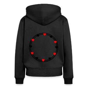 Hearts in round frame decoration Circular - Women's Premium Organic Zip Hoodie - black - Back - Julia (174cm)