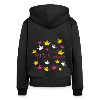 Little Queen - Frauen Premium Bio Zip Hoodie - Schwarz - Hinten - Julia (174cm)