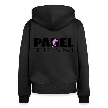 Padel Mannschaft - Frauen Premium Bio Zip Hoodie - Schwarz - Hinten - Julia (174cm)