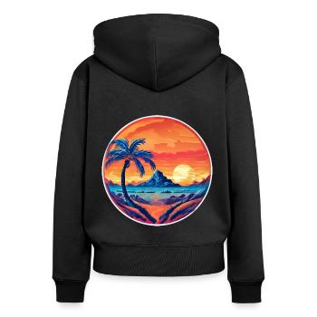 Complément Vintage Beach Landscape - Sweat à capuche zippé Premium bio Femme - noir - Dos - Julia (174cm)