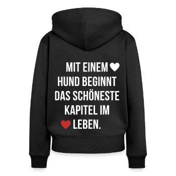 Hundemensch Hundespruch Hundeliebe - Frauen Premium Bio Zip Hoodie - Schwarz - Hinten - Julia (174cm)