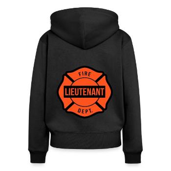 Feuerwehrleutnant - Frauen Premium Bio Zip Hoodie - Schwarz - Hinten - Julia (174cm)
