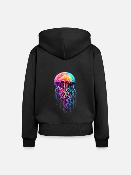 Bunte Qualle - Frauen Premium Bio Zip Hoodie - Schwarz