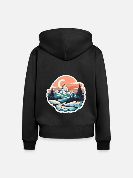 Nationalpark Winter Schnee - Frauen Premium Bio Zip Hoodie - Schwarz