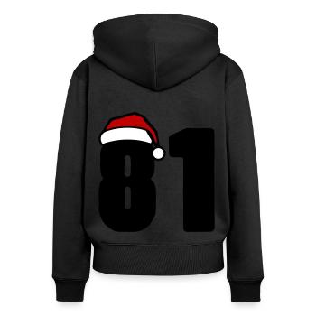 81 Zahl Weihnachten - Frauen Premium Bio Zip Hoodie - Schwarz - Hinten - Julia (174cm)