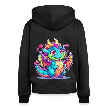 Farbenfroher Drache - Frauen Premium Bio Zip Hoodie - Schwarz - Hinten - Julia (174cm)