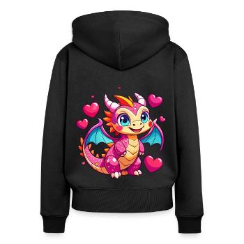 Farbenfroher Drache - Frauen Premium Bio Zip Hoodie - Schwarz - Hinten - Julia (174cm)