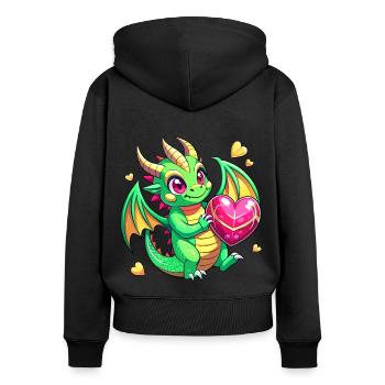 Farbenfroher Drache - Frauen Premium Bio Zip Hoodie - Schwarz - Hinten - Julia (174cm)